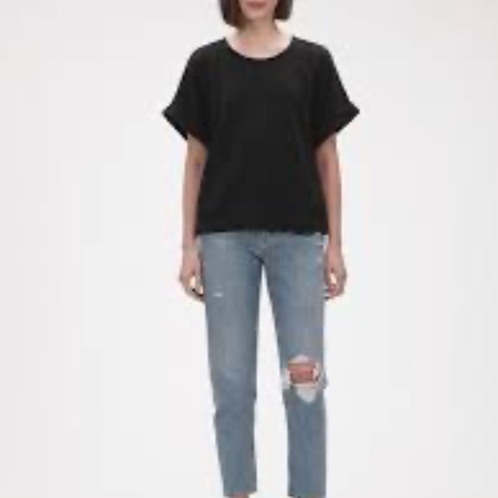 GAP True Black Gauzy Tee Short Sleeve Round Neck Size S